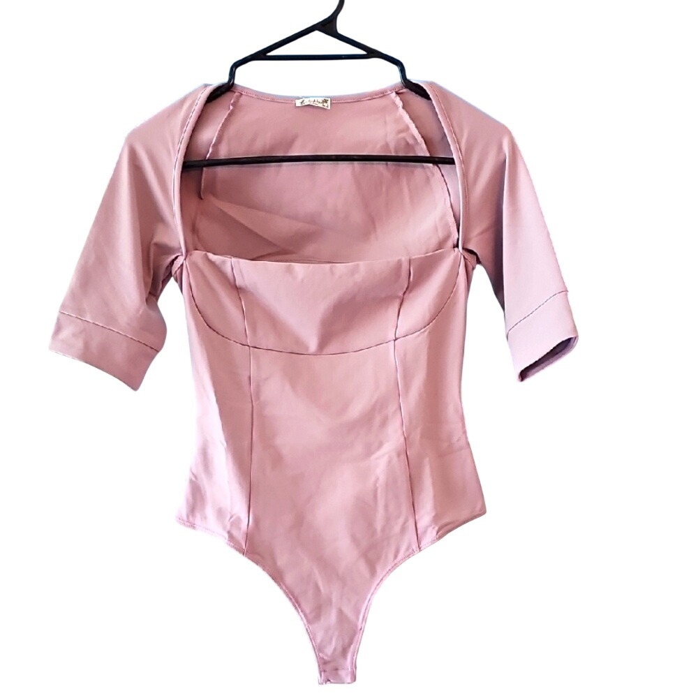 Free People Square Neck Bodysuit Lavender Pink Small - Picture 2 of 7